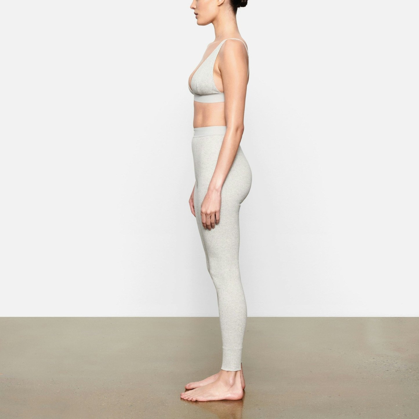 COTTON RIB LEGGING - LIGHT HEATHER GREY - image 2