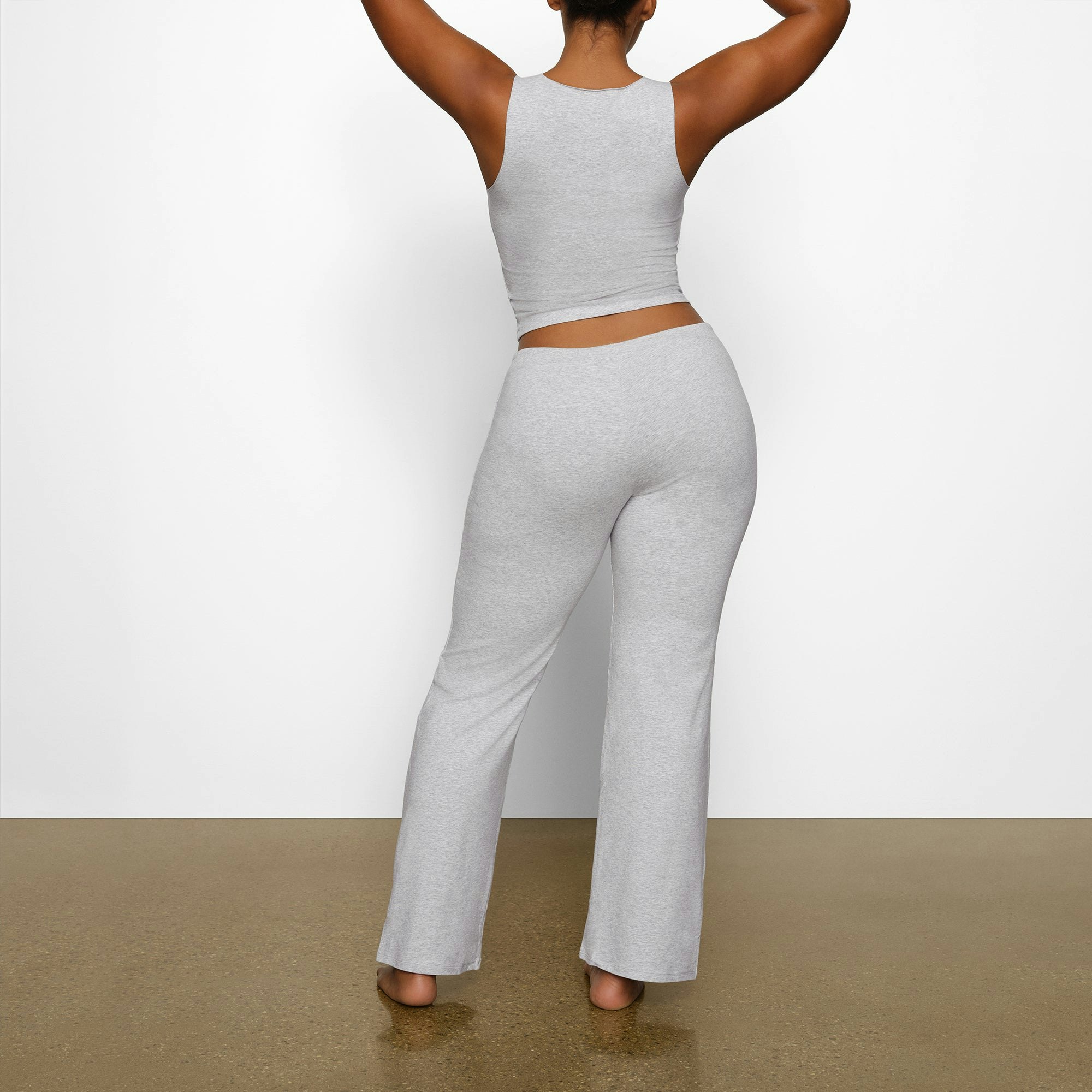 COTTON JERSEY STRAIGHT LEG PANT - LIGHT HEATHER GREY - image 8