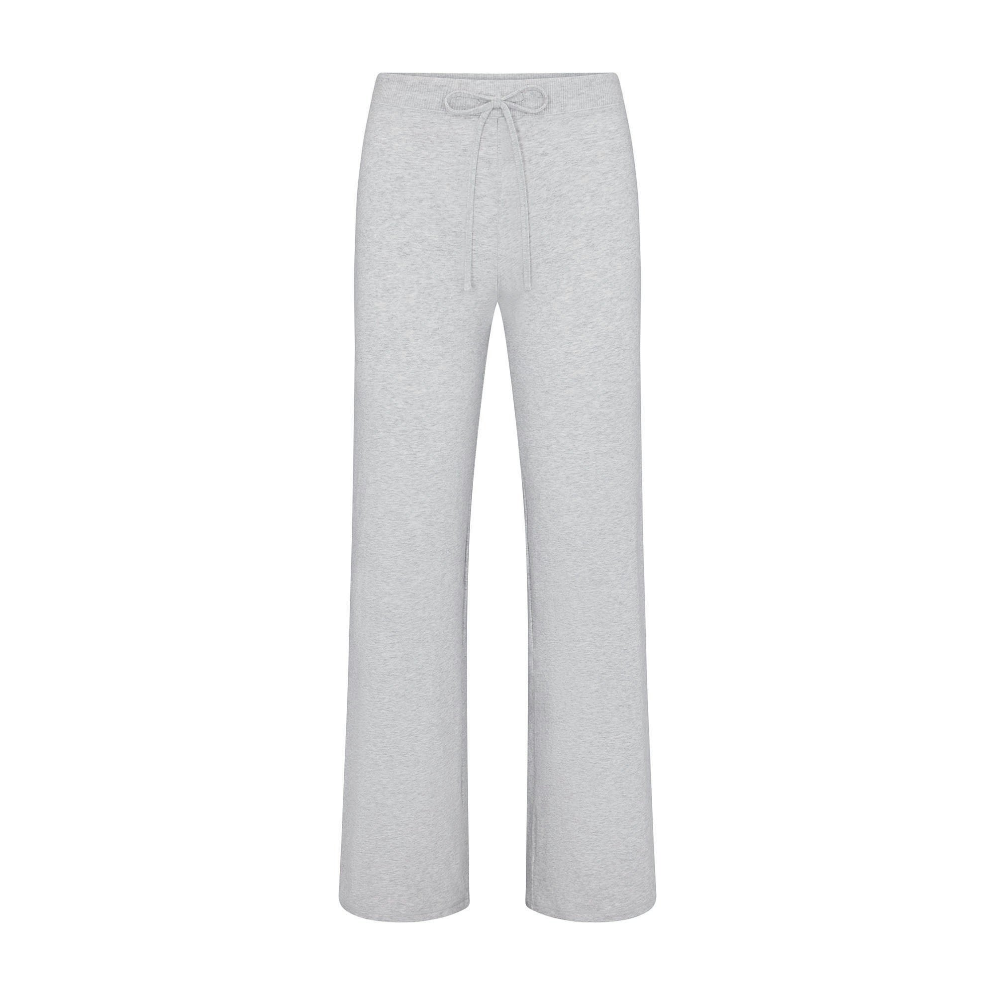 COTTON JERSEY STRAIGHT LEG PANT - LIGHT HEATHER GREY - image 10