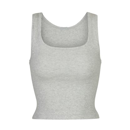 COTTON RIB TANK - LIGHT HEATHER GREY - image 8
