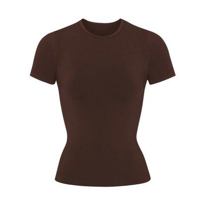 SOFT SMOOTHING SEAMLESS T-SHIRT - COCOA - image 15