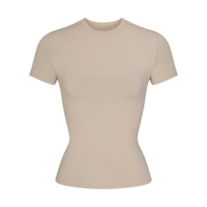 COTTON JERSEY T-SHIRT - STONE - image 12