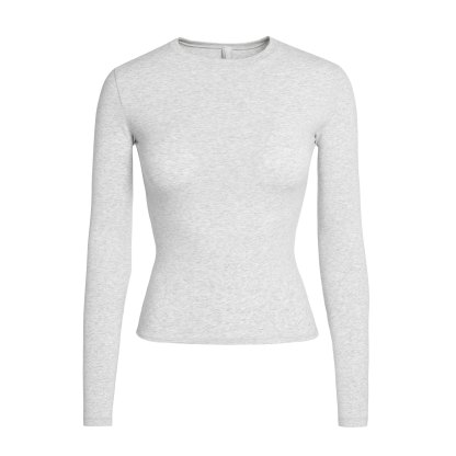 COTTON JERSEY LONG SLEEVE T-SHIRT - LIGHT HEATHER GREY - image 31