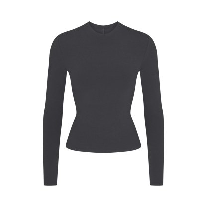 COTTON JERSEY LONG SLEEVE T-SHIRT - SOOT - image 7