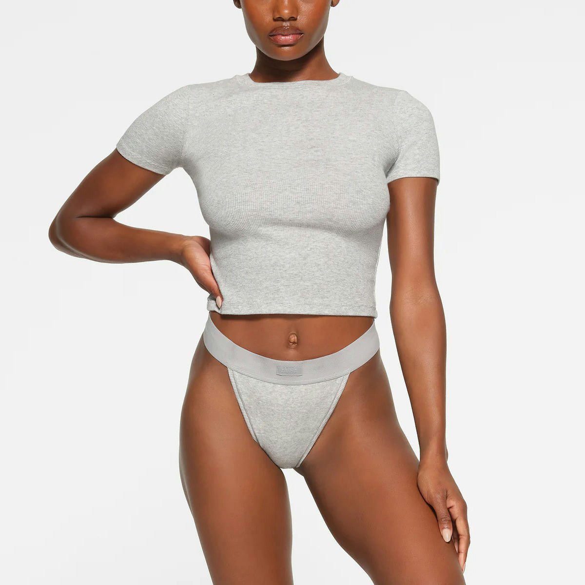 COTTON RIB T-SHIRT - LIGHT HEATHER GREY - image 21