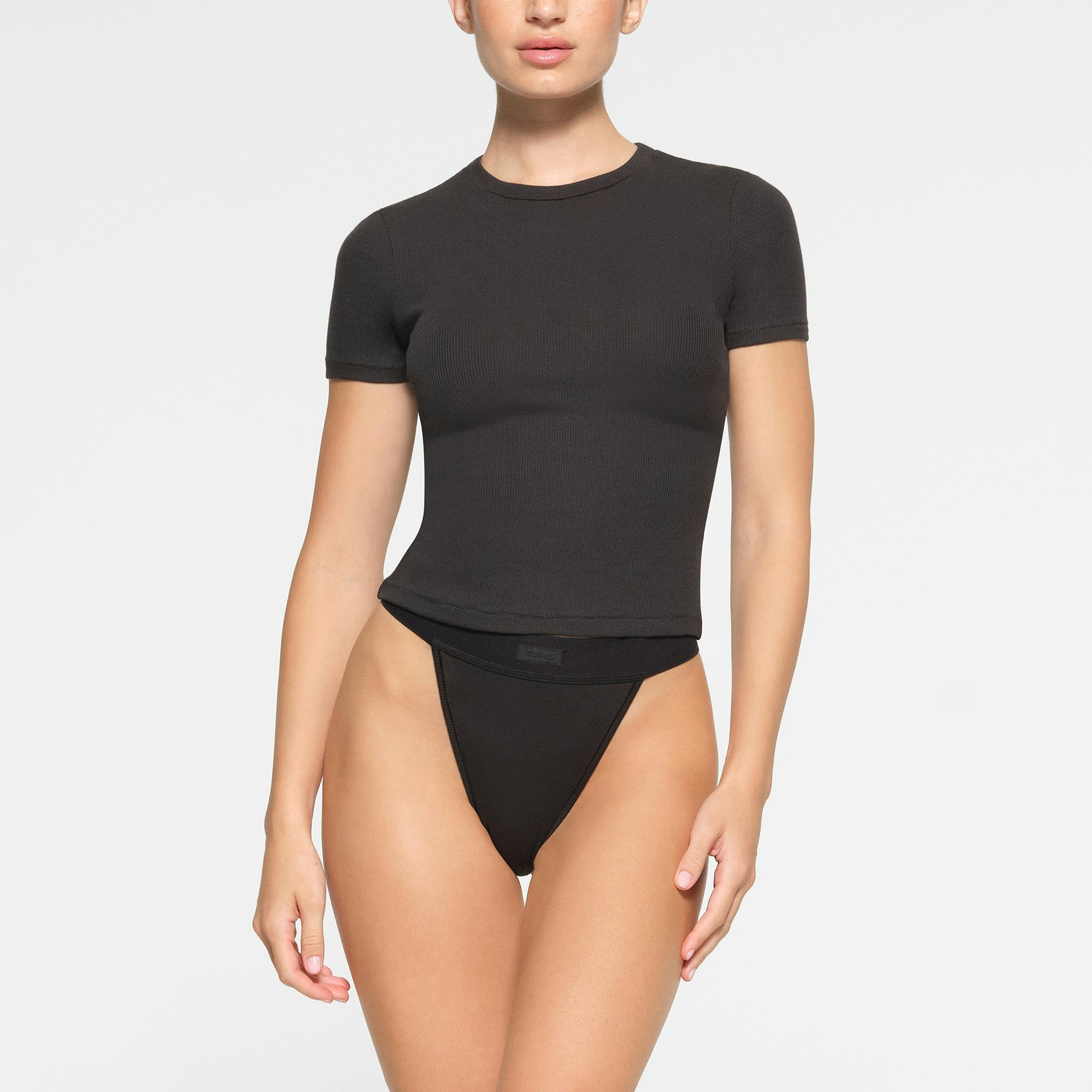 COTTON RIB T-SHIRT - SOOT - image 26