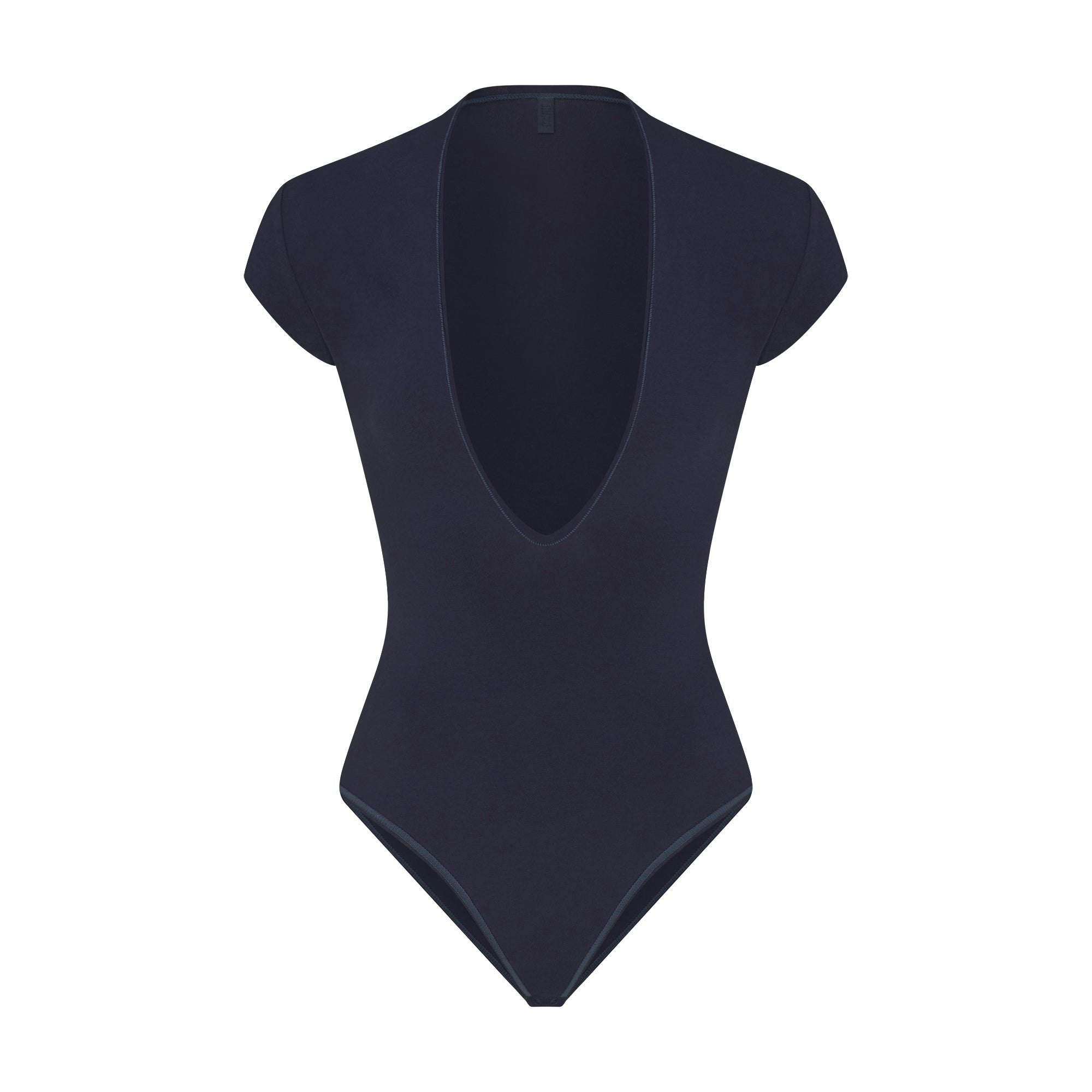COTTON JERSEY DEEP PLUNGE BODYSUIT - NAVY - image 5