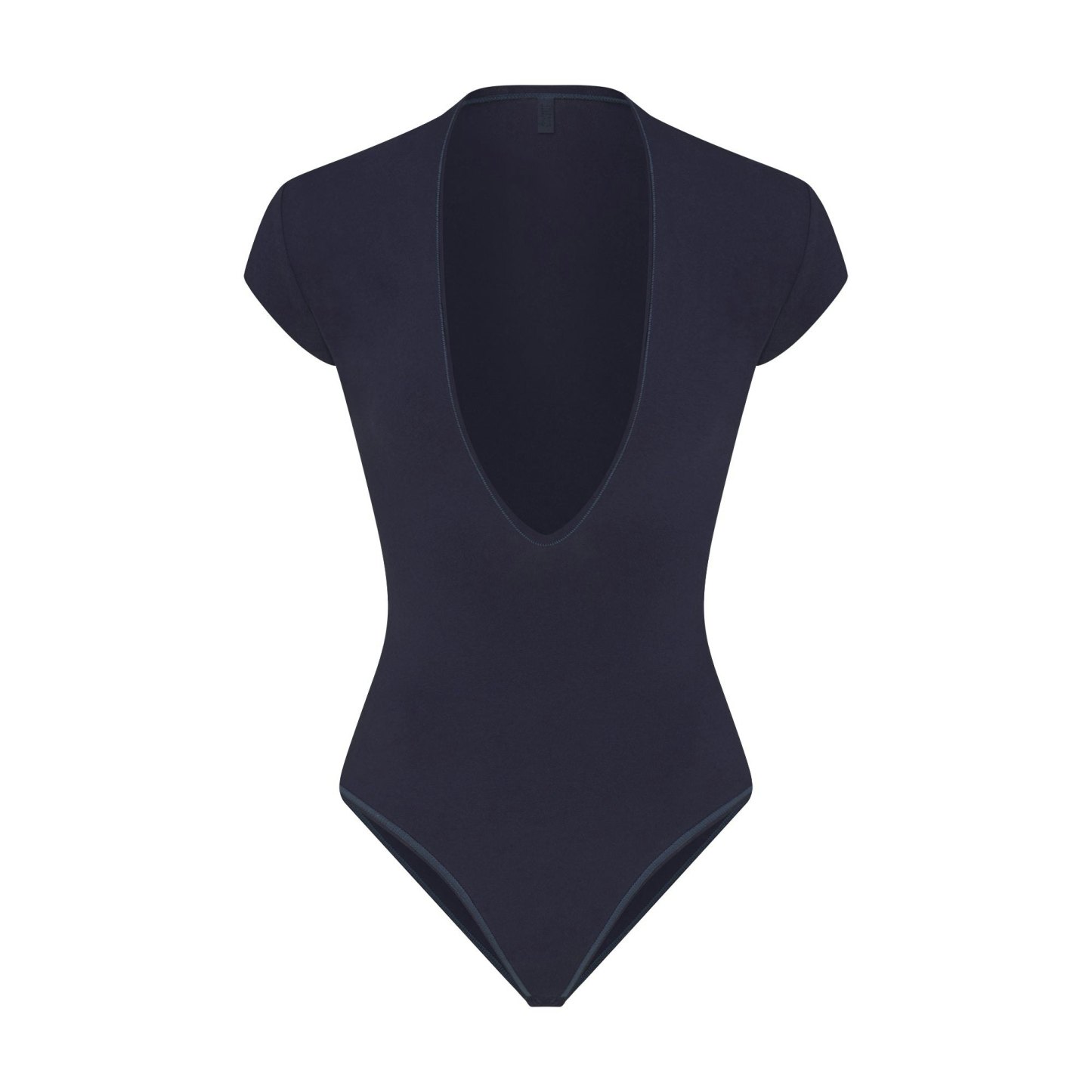 COTTON JERSEY DEEP PLUNGE BODYSUIT - NAVY - image 5
