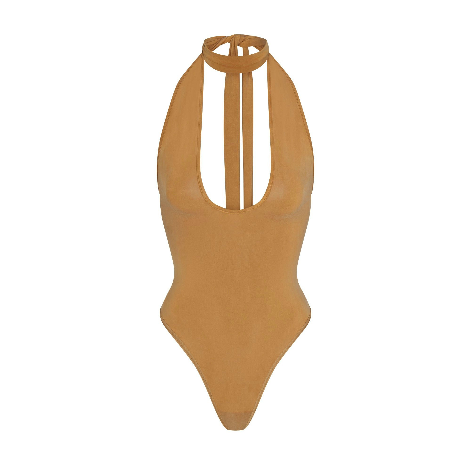 CUPRO JERSEY HALTER BODYSUIT - ALMOND - image 14