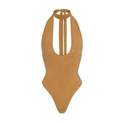 CUPRO JERSEY HALTER BODYSUIT - ALMOND - image 14