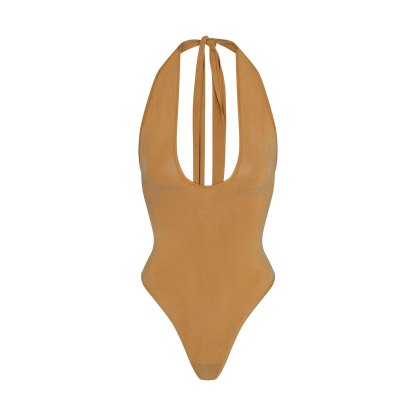 CUPRO JERSEY HALTER BODYSUIT - ALMOND - image 15