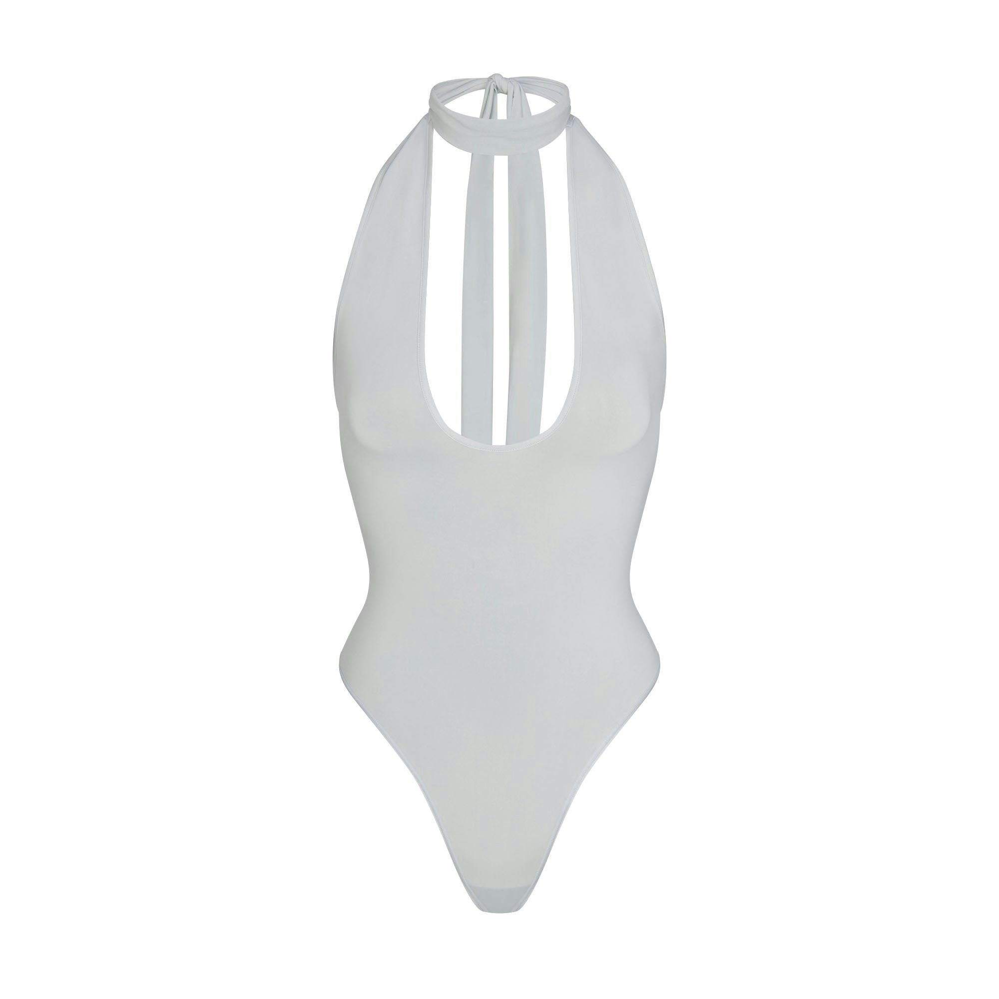 CUPRO JERSEY HALTER BODYSUIT - PEARL - image 6
