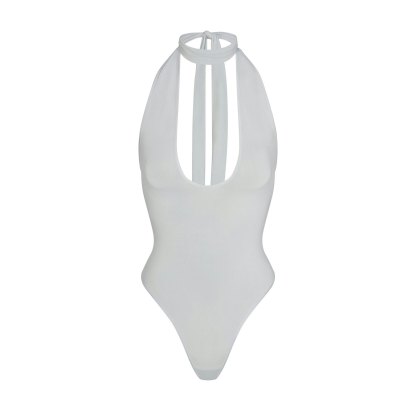 CUPRO JERSEY HALTER BODYSUIT - PEARL - image 6