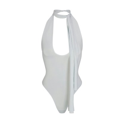 CUPRO JERSEY HALTER BODYSUIT - PEARL - image 5