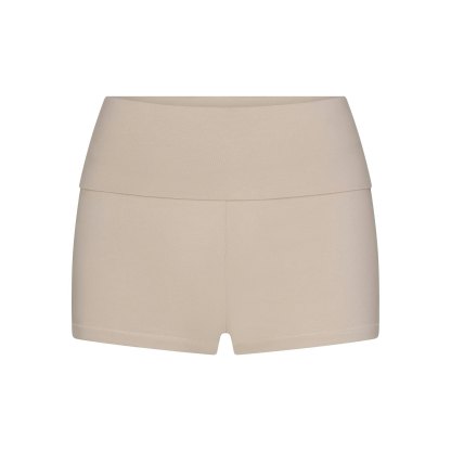 COTTON JERSEY FOLDOVER SHORT - STONE - image 15