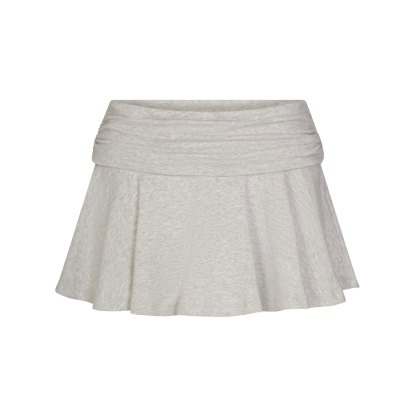 COTTON JERSEY FOLDOVER MINI SKORT - LIGHT HEATHER GREY - image 14