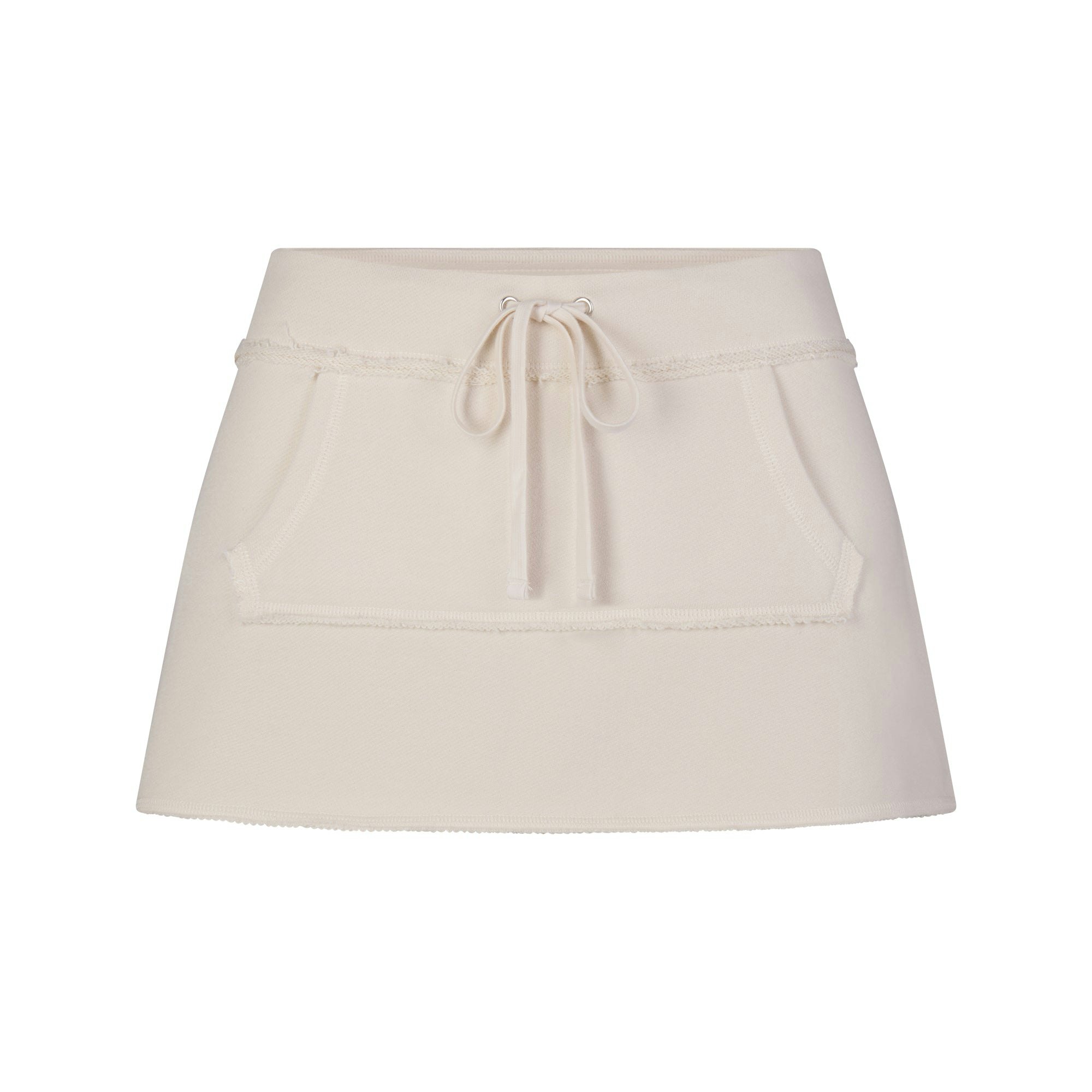DRAPEY FRENCH TERRY MINI SKIRT - BUFF - image 11