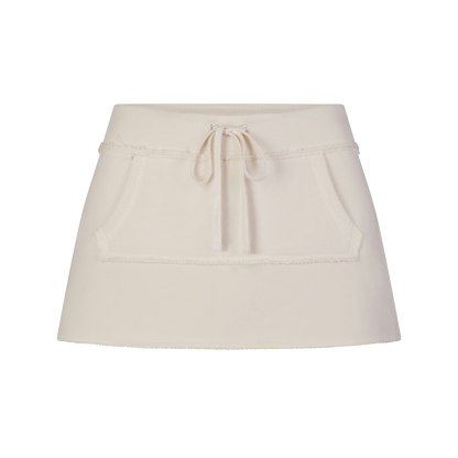 DRAPEY FRENCH TERRY MINI SKIRT - BUFF - image 11