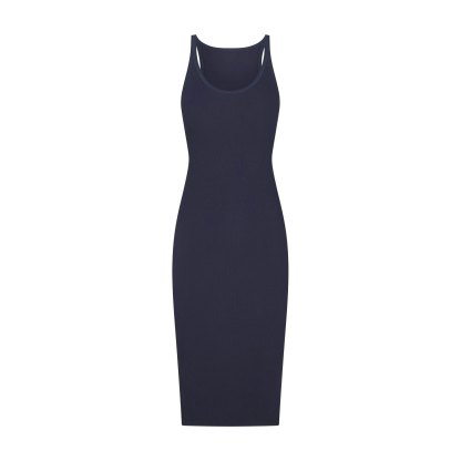 COTTON RIB TANK MIDI DRESS - NAVY - image 12