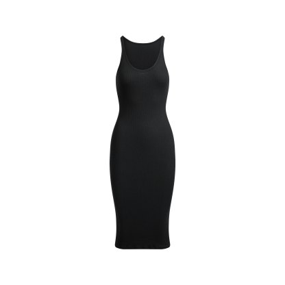 COTTON RIB TANK MIDI DRESS - SOOT - image 6