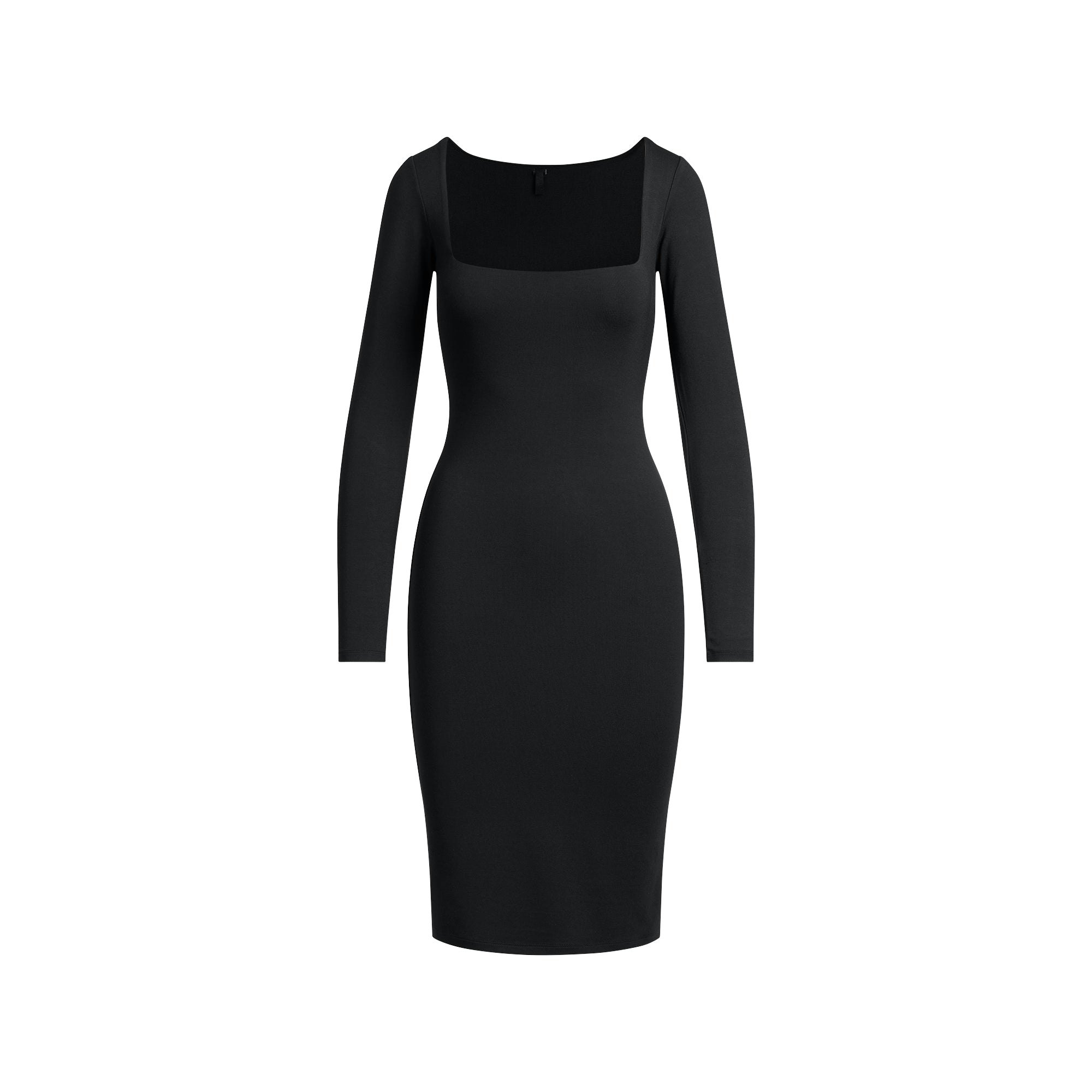 SMOOTH LAYERS SQUARE NECK MIDI DRESS - OBSIDIAN - image 6