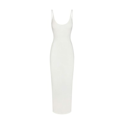 SMOOTH LAYERS SCOOP NECK LONG DRESS - EGRET - image 12