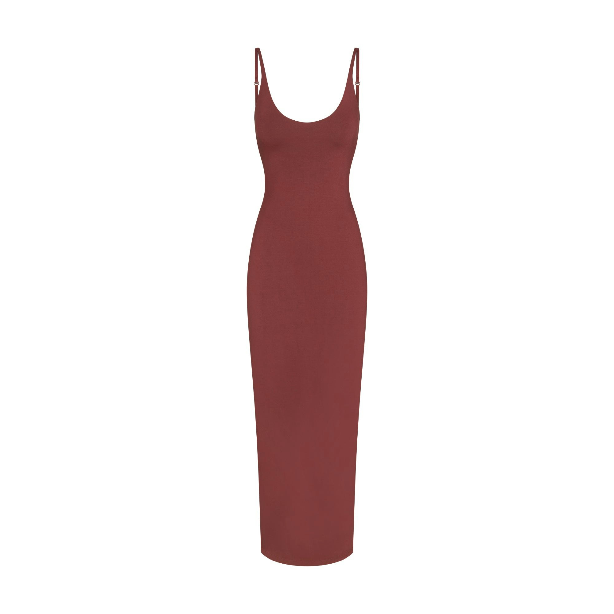 SMOOTH LAYERS SCOOP NECK LONG DRESS - HENNA - image 18