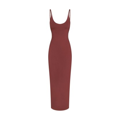 SMOOTH LAYERS SCOOP NECK LONG DRESS - HENNA - image 18