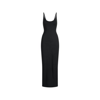 SMOOTH LAYERS SCOOP NECK LONG DRESS - OBSIDIAN - image 6