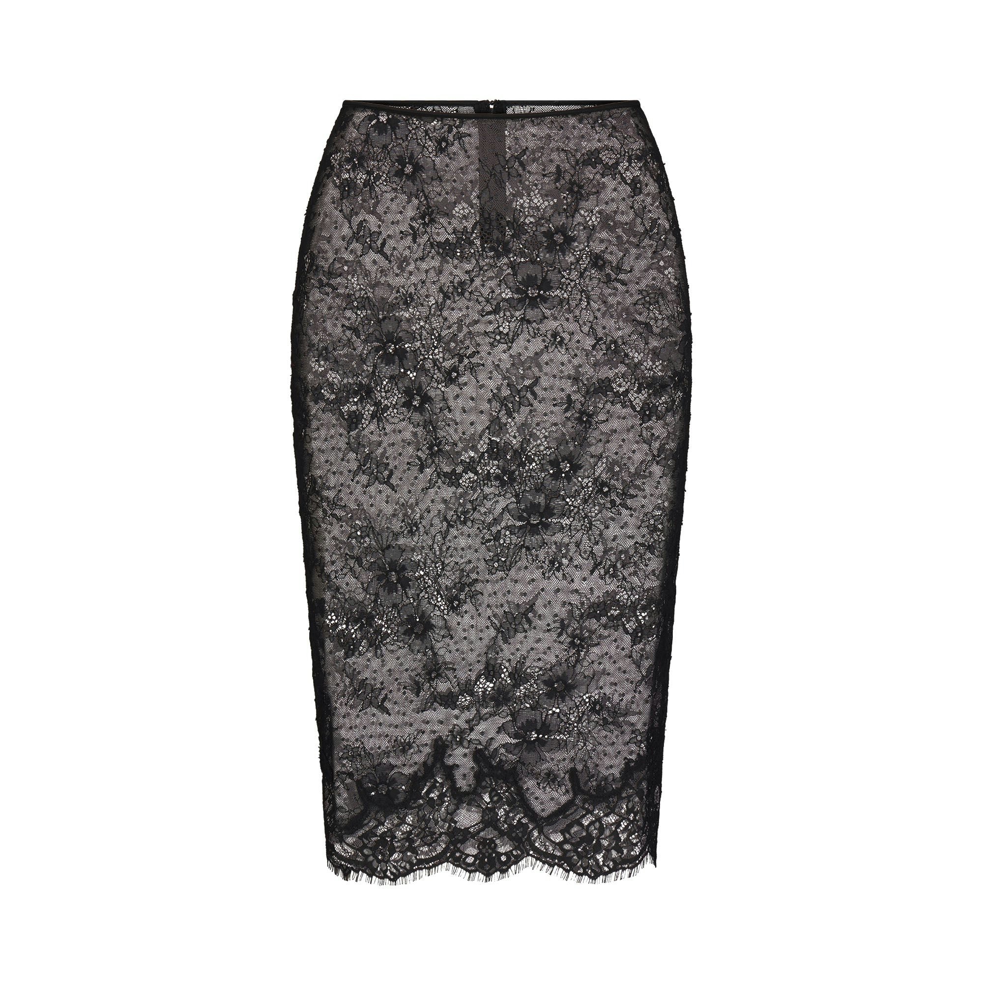 ULTRA FINE LACE MIDI SKIRT - OBSIDIAN - image 6