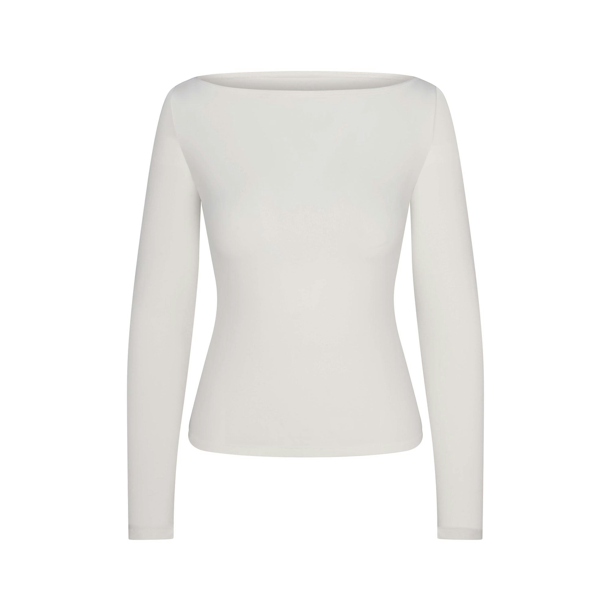 COTTON JERSEY LONG SLEEVE BOATNECK TOP - MARBLE - image 13