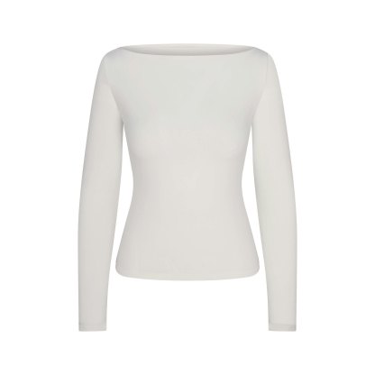 COTTON JERSEY LONG SLEEVE BOATNECK TOP - MARBLE - image 13