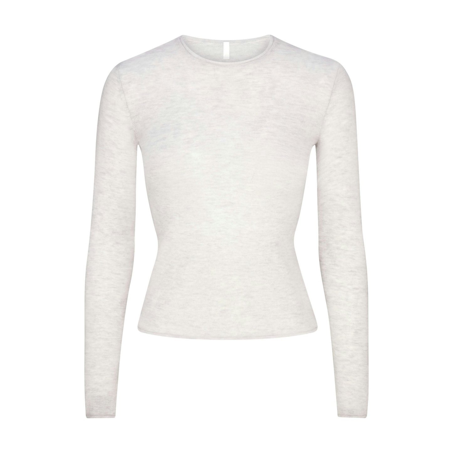 FEATHERWEIGHT CASHMERE LONG SLEEVE TOP - LIGHT HEATHER GREY - image 11