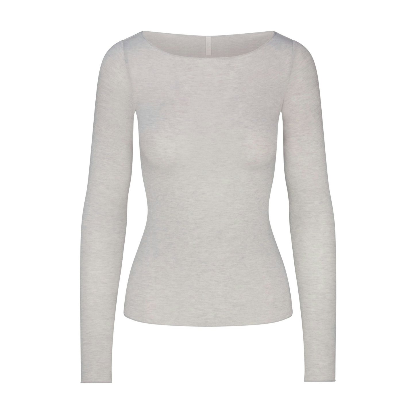SHEER MODAL LONG SLEEVE BOATNECK TOP - HEATHER GREY - image 12