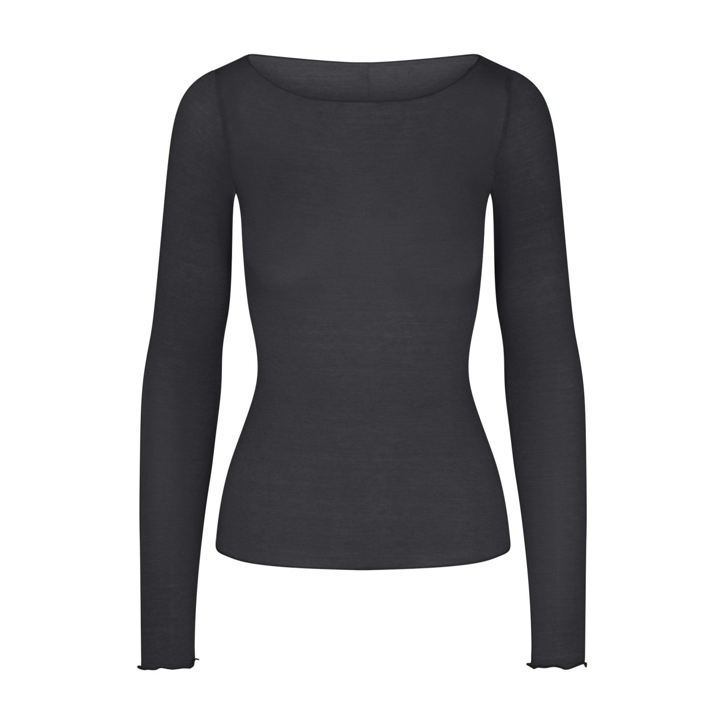 SHEER MODAL LONG SLEEVE BOATNECK TOP - ONYX - image 5