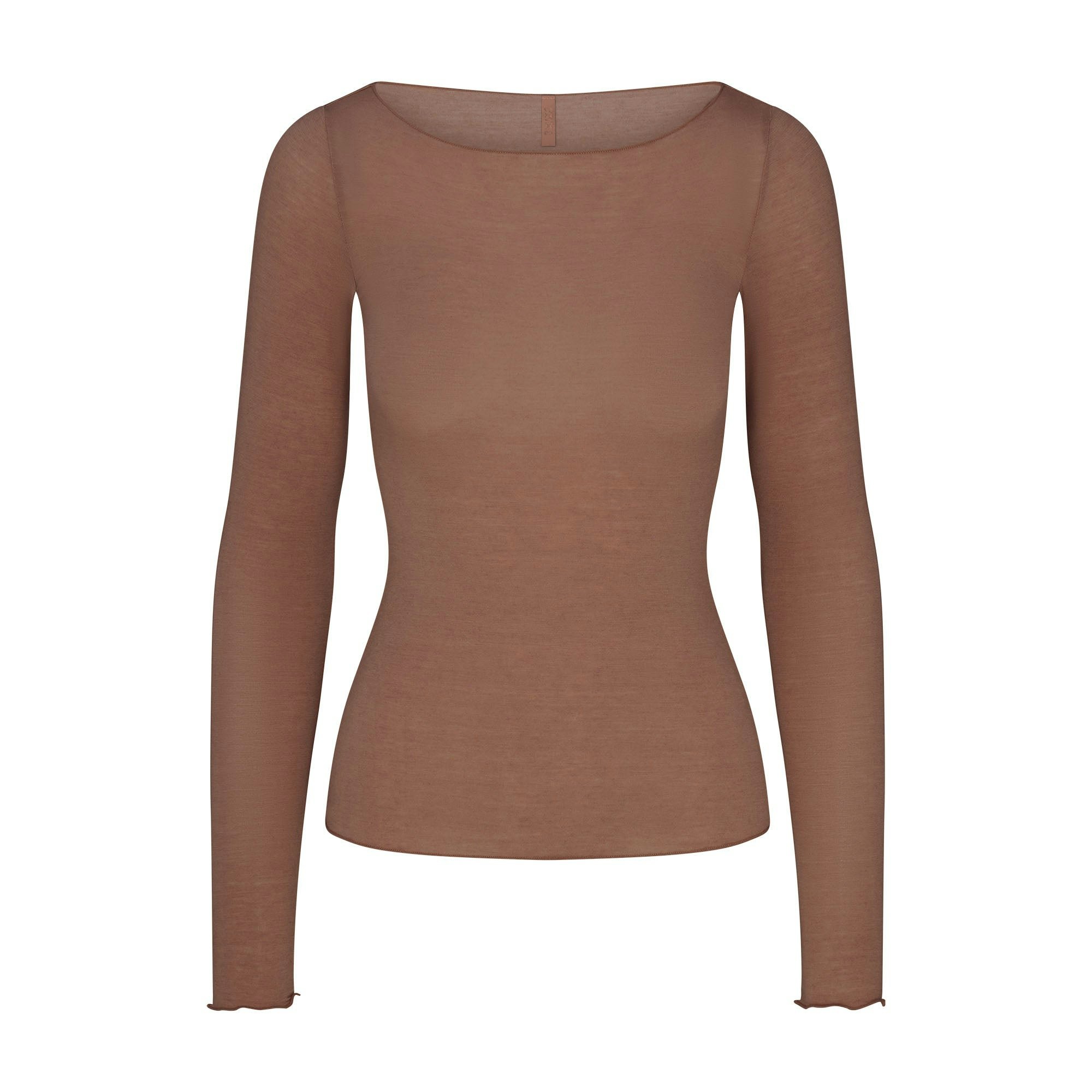 SHEER MODAL LONG SLEEVE BOATNECK TOP - SIENNA - image 17