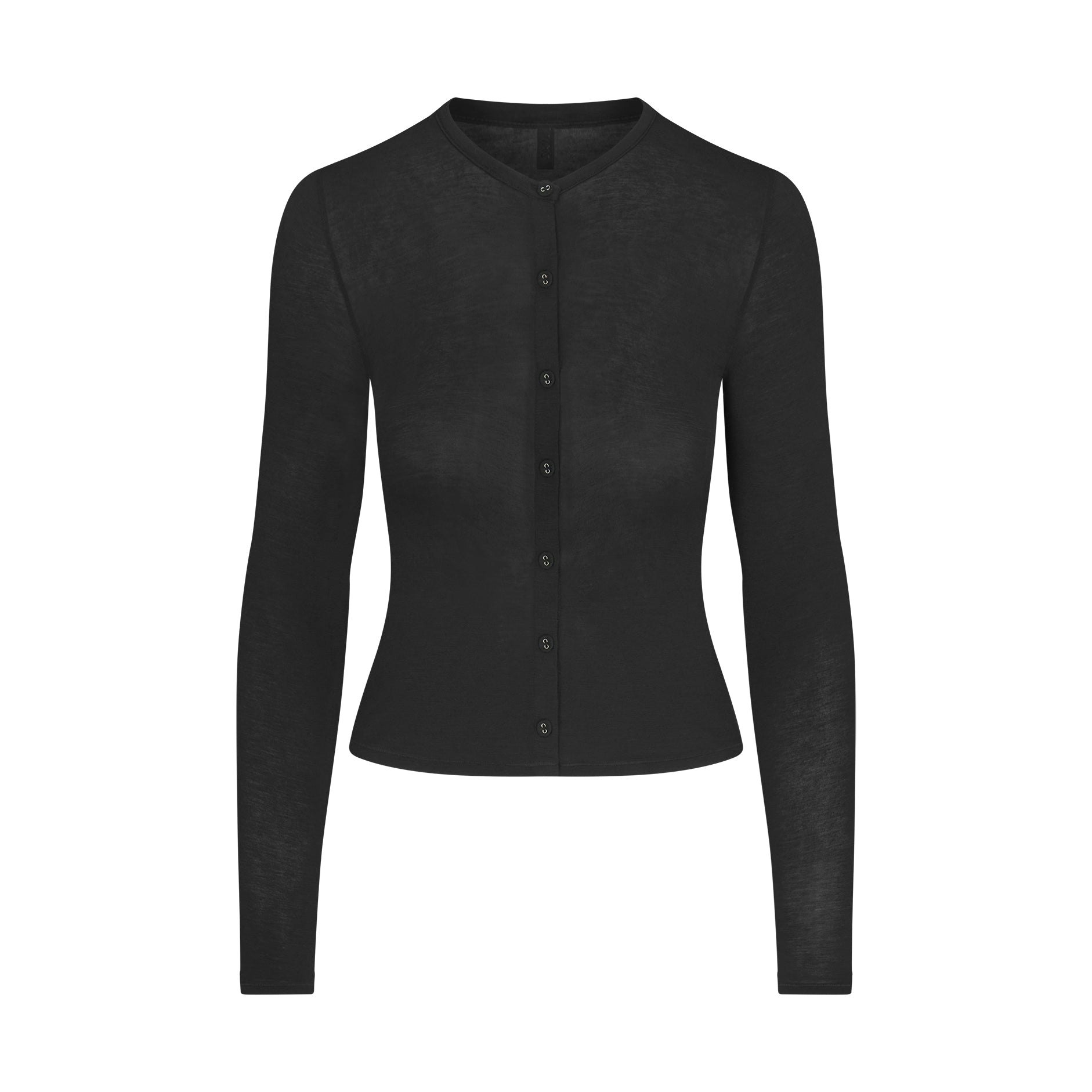 SHEER MODAL CARDIGAN WITH COVERED BUTTONS - ONYX - image 23