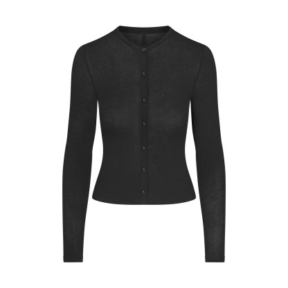 SHEER MODAL CARDIGAN WITH COVERED BUTTONS - ONYX - image 23