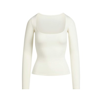 COTTON JERSEY SCOOP NECK LONG SLEEVE TOP - MARBLE - image 11