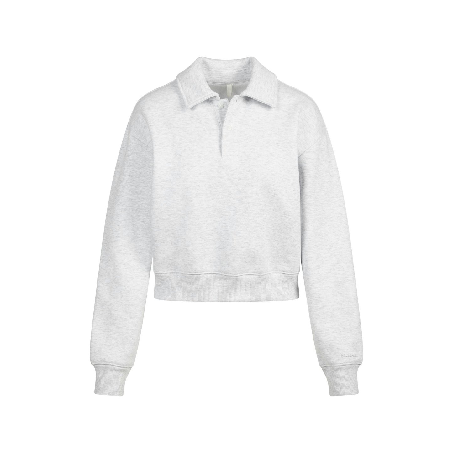 COTTON FLEECE POLO SWEATSHIRT - LIGHT HEATHER GREY - image 10