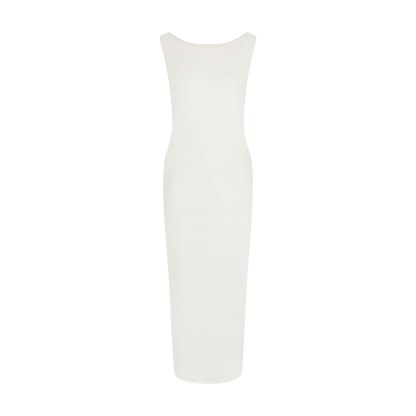 SMOOTH LAYERS CUT OUT LONG DRESS - EGRET - image 18