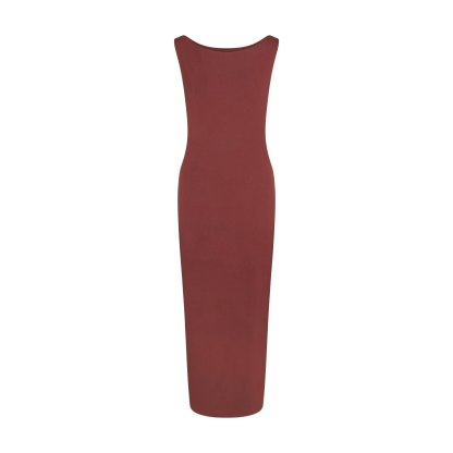 SMOOTH LAYERS CUT OUT LONG DRESS - HENNA - image 6