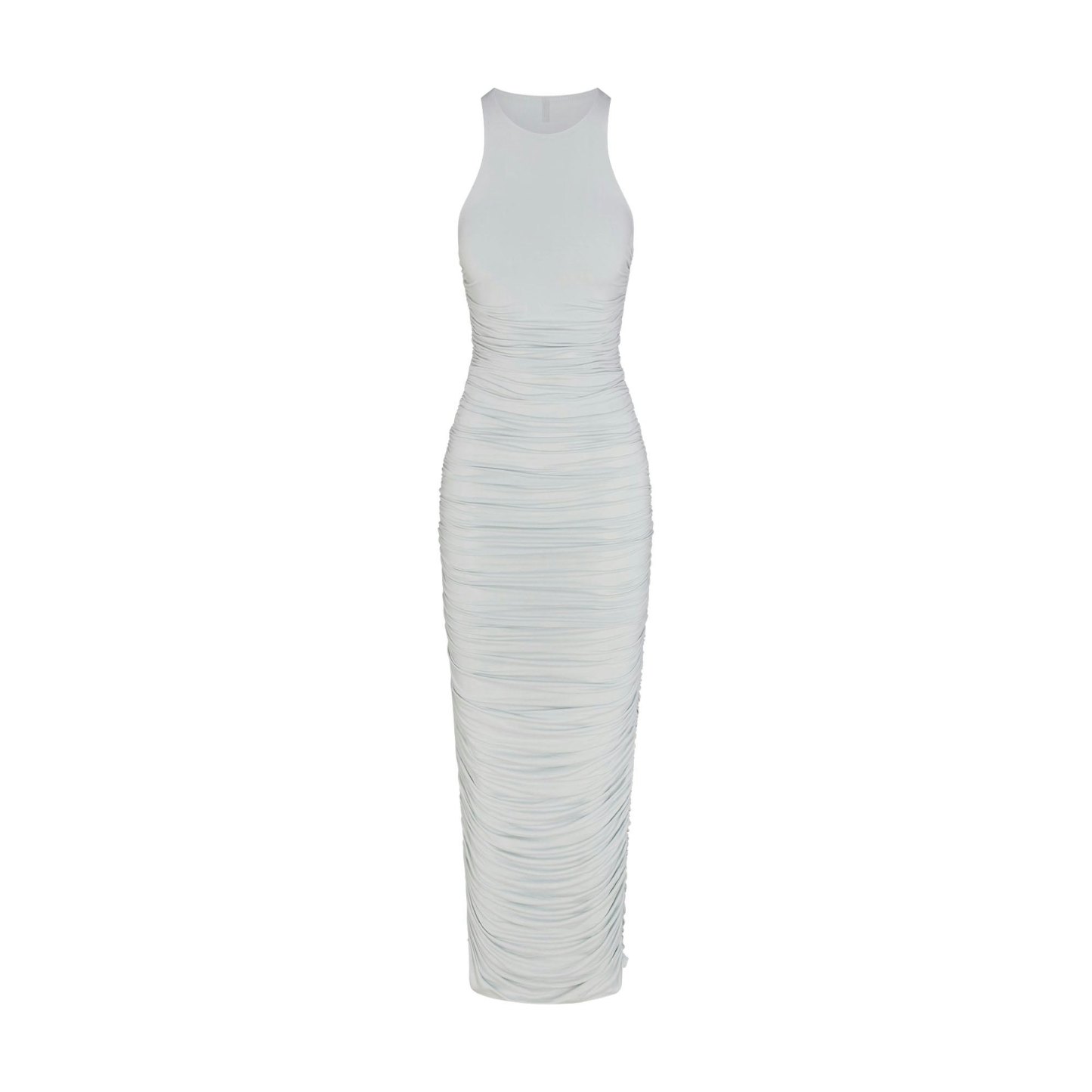 CUPRO JERSEY RUCHED LONG DRESS - PEARL - image 6