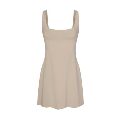 COTTON JERSEY MINI DRESS - STONE - image 12