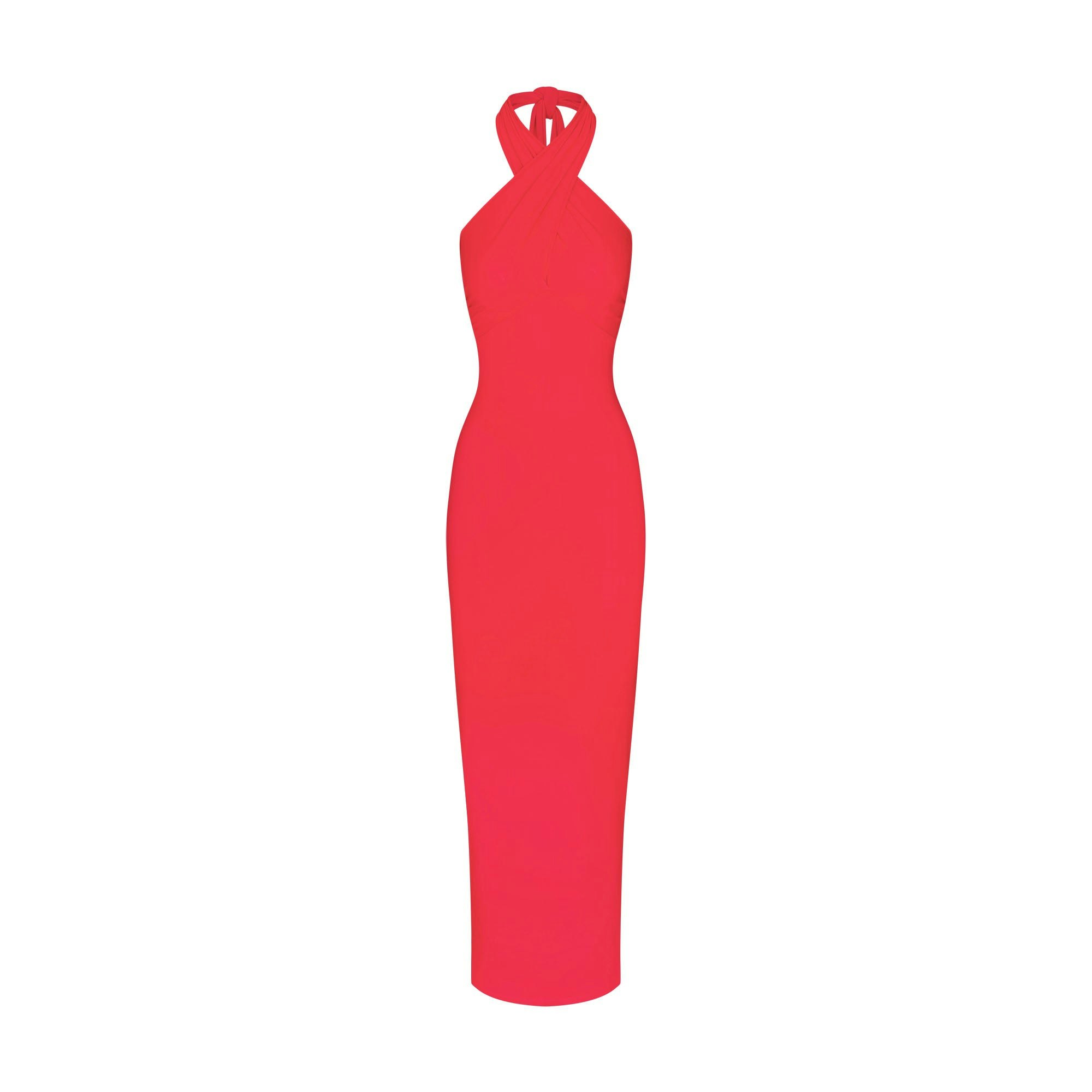 SMOOTH LAYERS CONVERTIBLE LONG DRESS - CARMINE - image 13