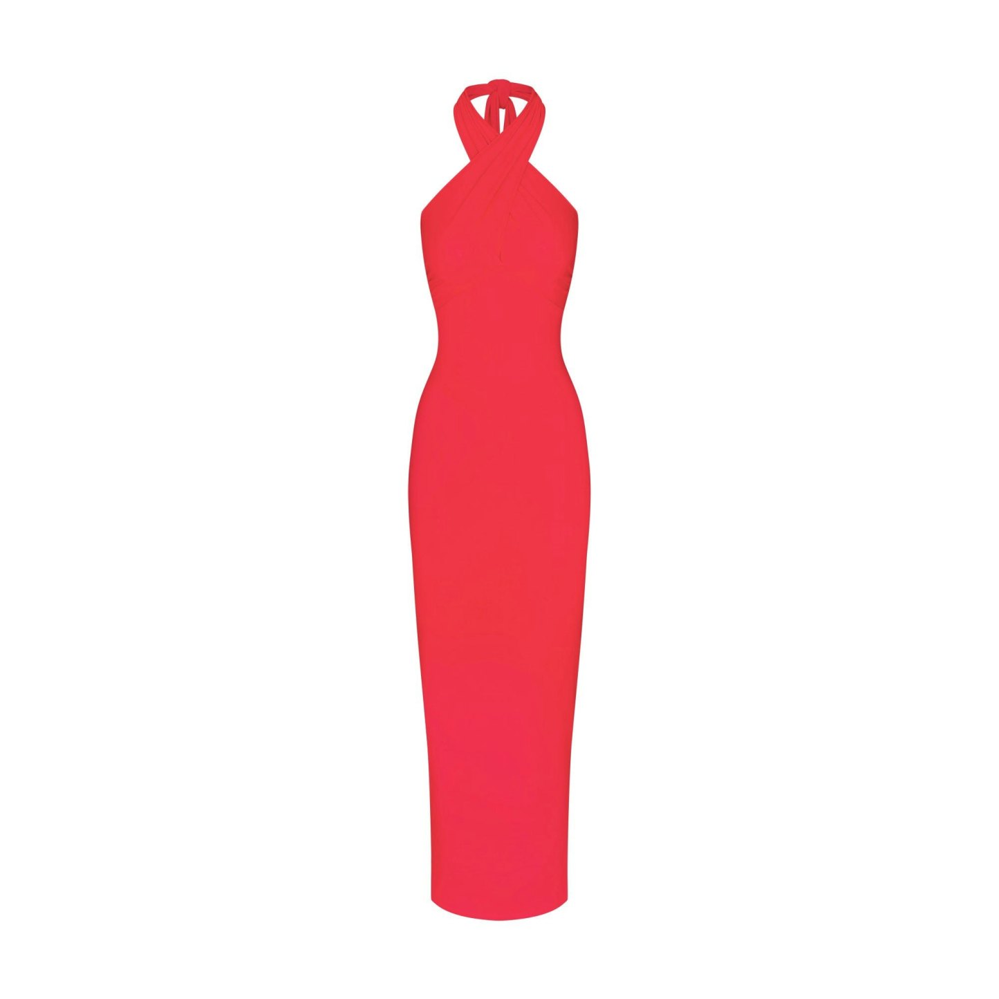 SMOOTH LAYERS CONVERTIBLE LONG DRESS - CARMINE - image 13
