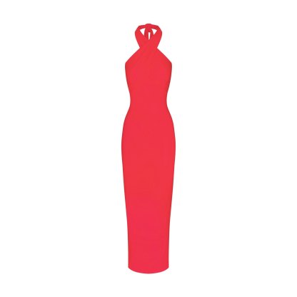 SMOOTH LAYERS CONVERTIBLE LONG DRESS - CARMINE - image 13