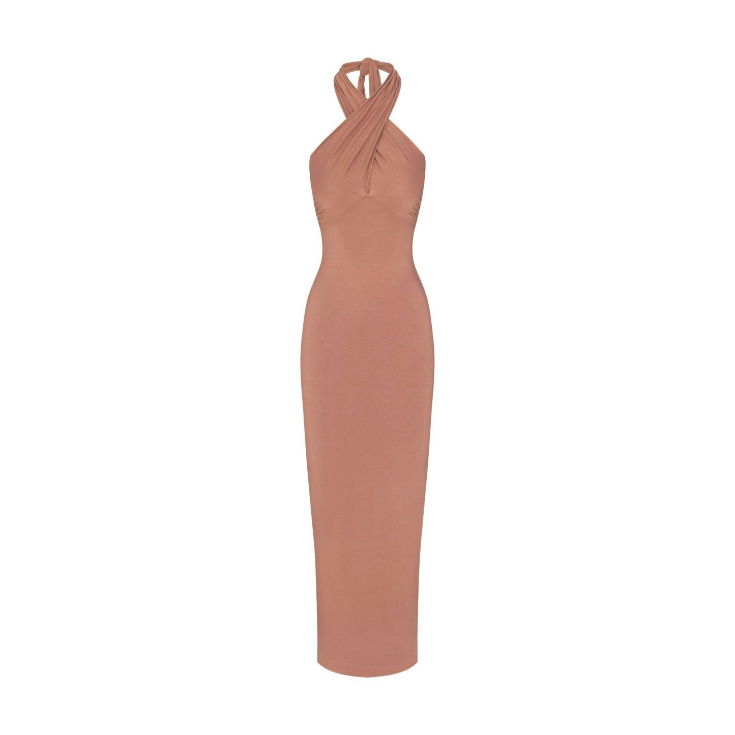 SMOOTH LAYERS CONVERTIBLE LONG DRESS - NUTMEG - image 18