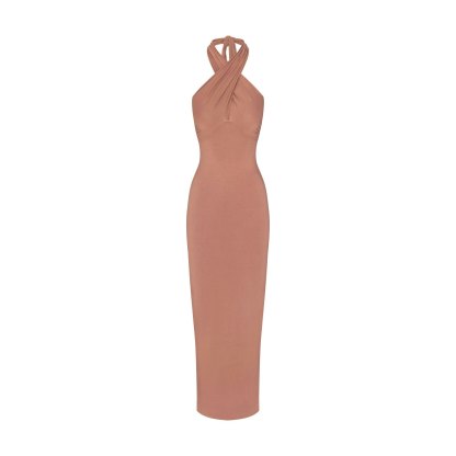 SMOOTH LAYERS CONVERTIBLE LONG DRESS - NUTMEG - image 18