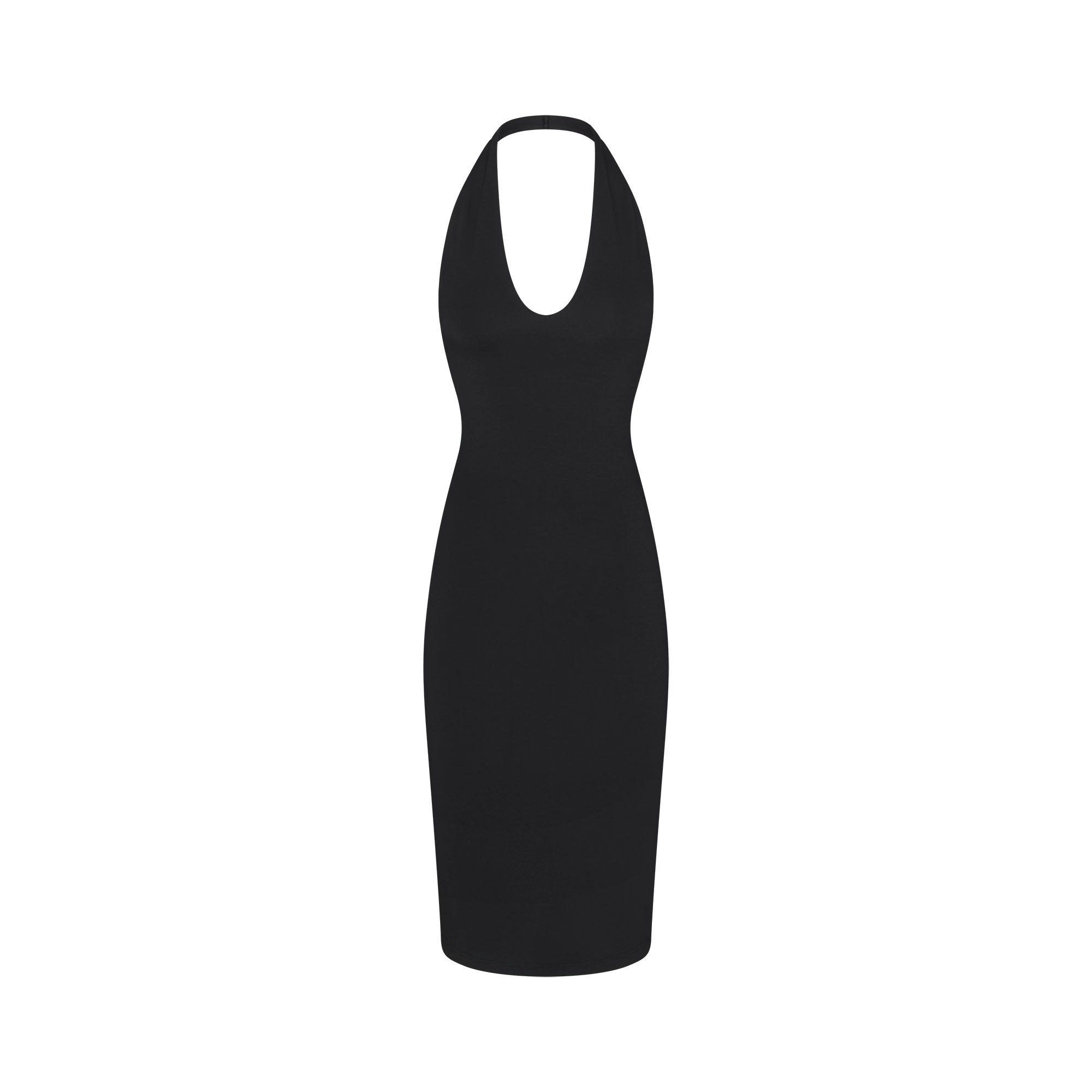 SMOOTH LAYERS PLUNGE HALTER MIDI DRESS - OBSIDIAN - image 11